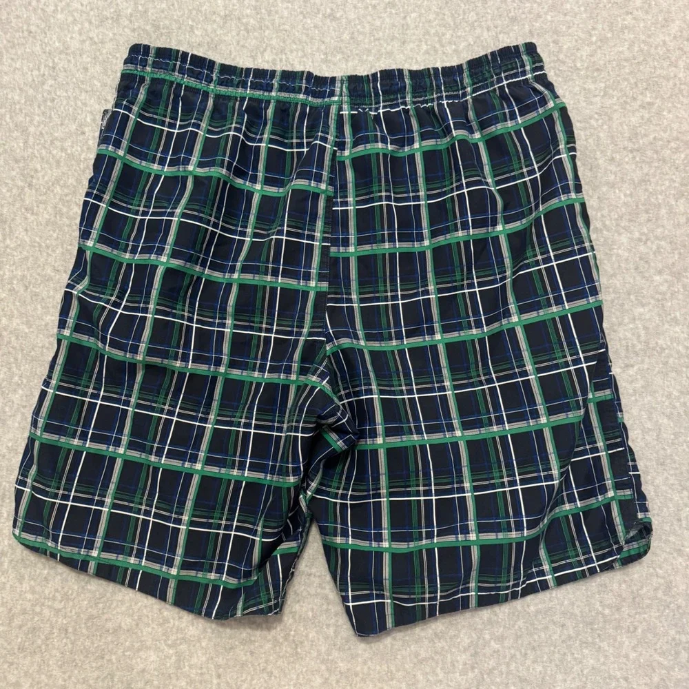 Nike Mens Plaid Swim Trunks Navy Blue Green‎ White Large Beach Summer